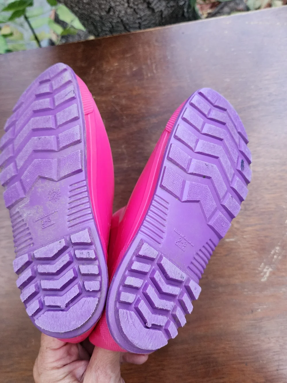 Wonder Nation Girls Pink Rain Boots Glossy Waterproof Wellington Shoes Size 2-3